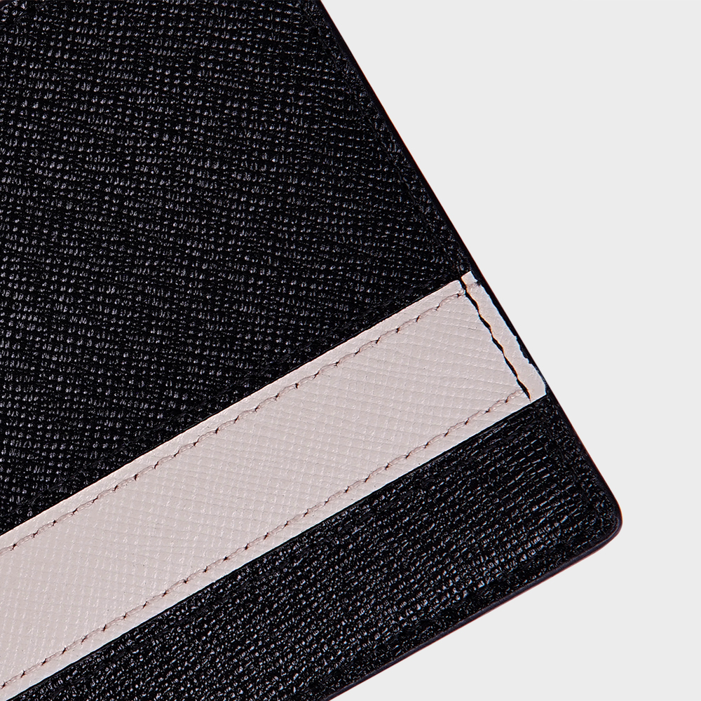 Bóp Ví Nam Da Bò Saffiano Phối Màu Phong Cách DFA261