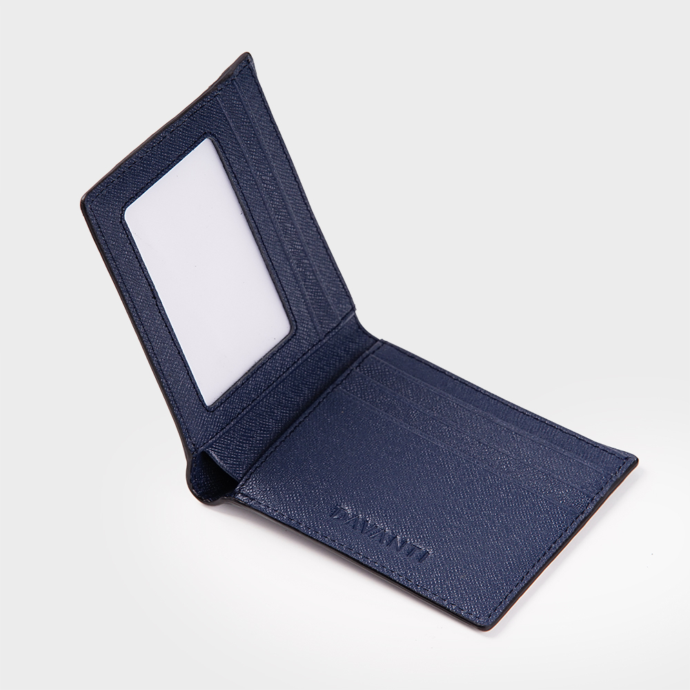 Bóp Ví Nam Da Bò Saffiano Phối Màu Phong Cách DFA261