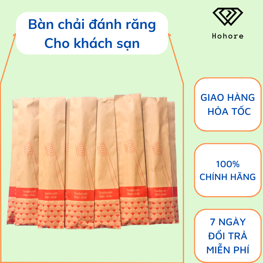 Bàn chải đánh răng dùng 1 lần cho nhà nghỉ, khách sạn, bàn chải răng du lịch cao cấp giá sỉ [ combo 100 bộ ]