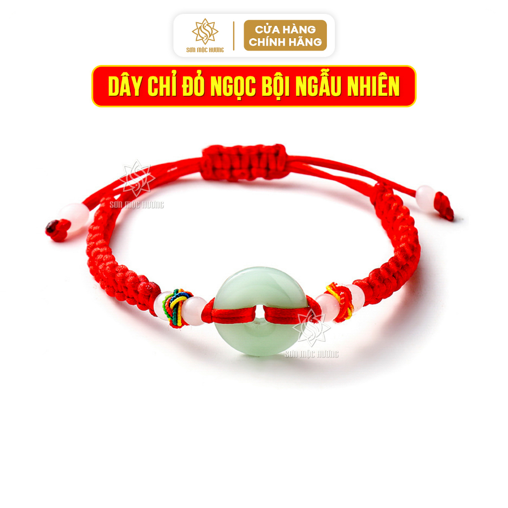 Vòng chỉ đỏ ngọc bội đeo tay may mắn phong thủy Sơn Mộc Hương