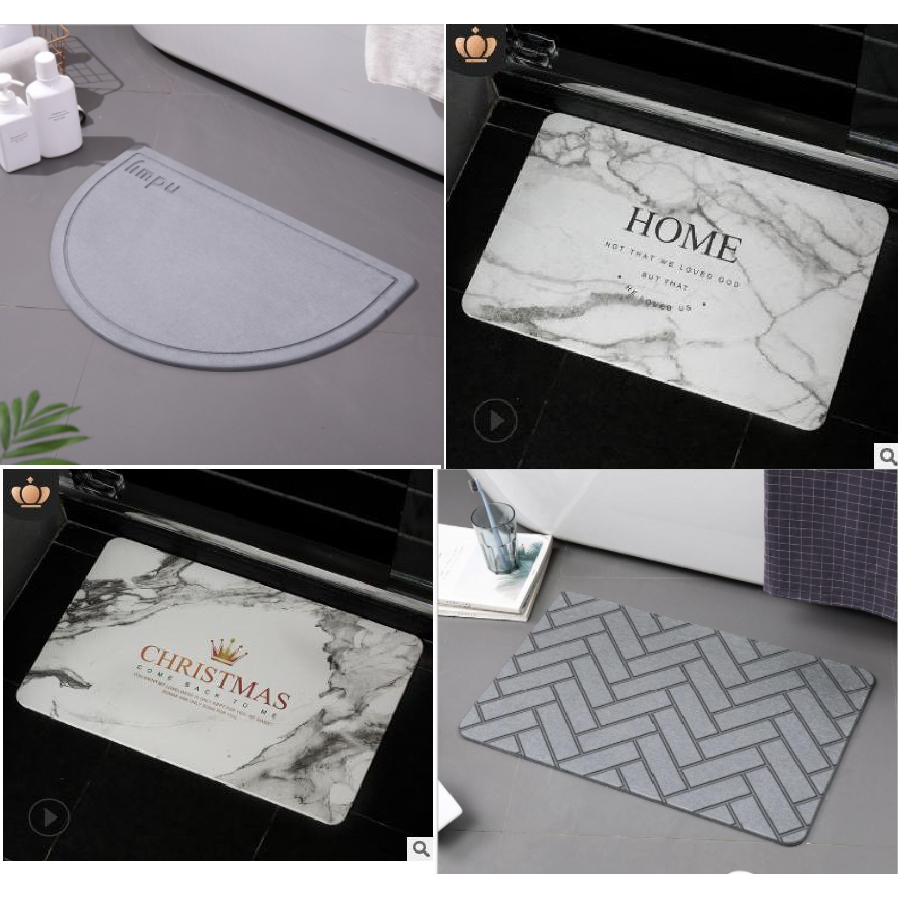 Thảm đá lau chân nhà tắm siêu thấm hút kích thước 39x60x0.9cm Sỏi Trắng Mát Xa Chân