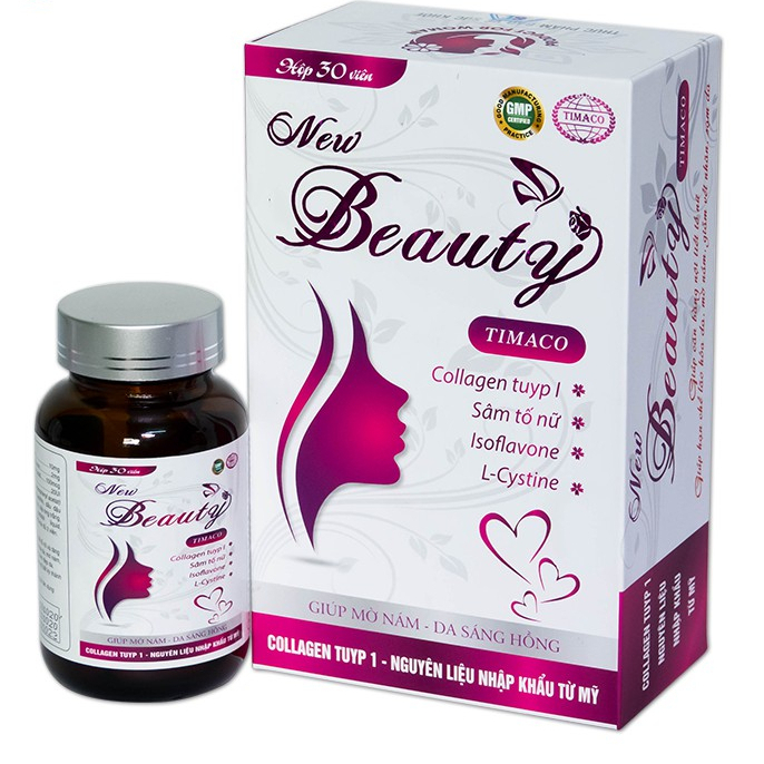 ⭐Viên uống dưỡng da cao cấp New Beauty Timaco - bổ sung Collagen hạn chế lão hóa da - Hộp 30 viên