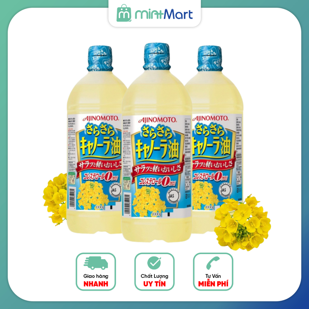 Dầu ăn hoa cải Ajinomoto Nhật Bản chai 1L- Dầu hoa cải chiết xuất thiên nhiên date 09.2024
