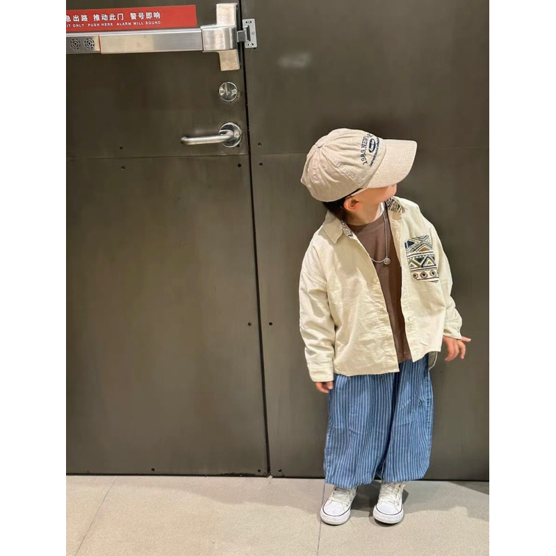 Áo sơ mi nhung tăm thổ cẩm Hàn Quốc dành cho bé trai bé gái size 80-130