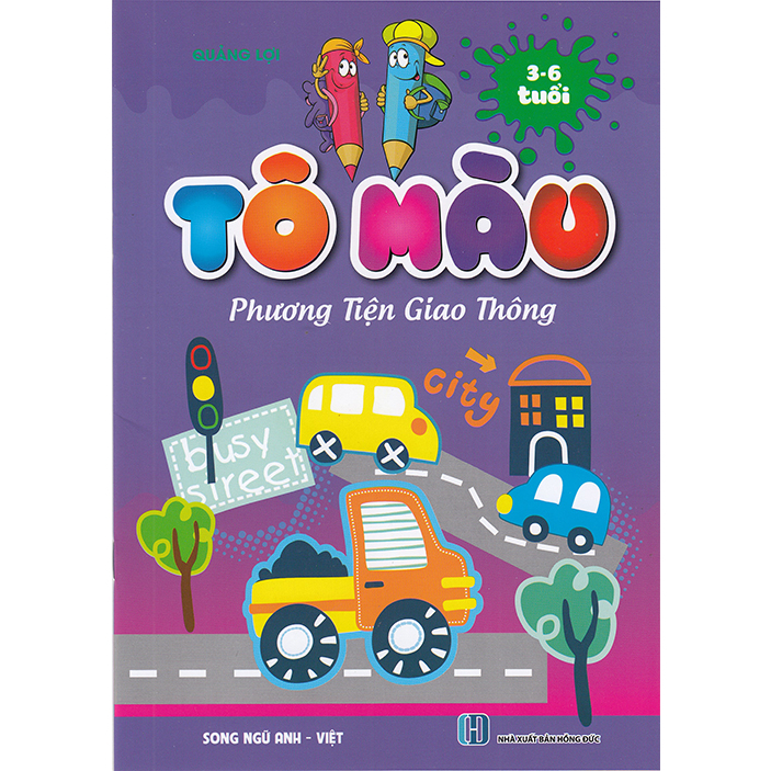 Sách - Tô màu phương tiện giao thông 3-6 tuổi (Song ngữ Anh - Việt)