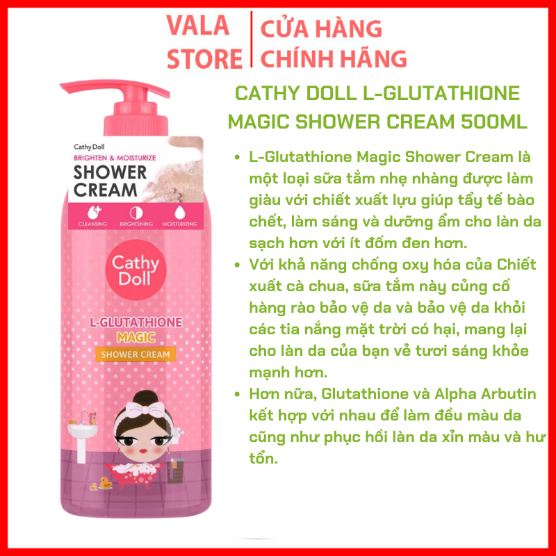 [Mẫu mới] Sữa Tắm Trắng Da Cô Gái Cathy Doll L-GLUTATHIONE MAGIC SHOWER CREAM 500ML