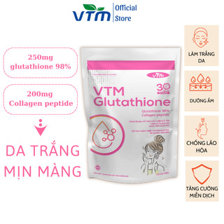 Viên uống VTM Glutathione hỗ trợ làm sáng da, hỗ trợ giảm triệu chứng khô da, nhăn da, nám da - gói 30 ngày