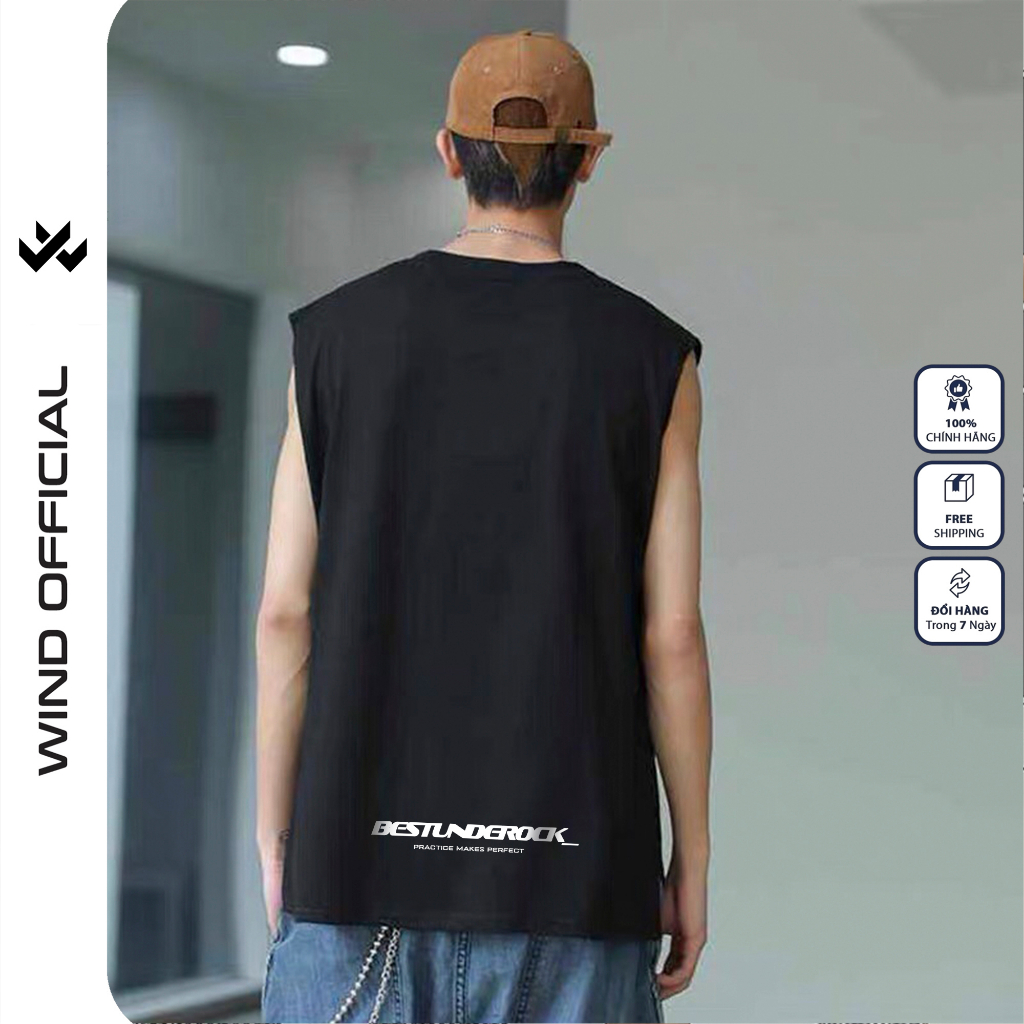 Áo thun ba lỗ WIIS unisex form rộng sát nách Underock thời trang nam nữ oversize