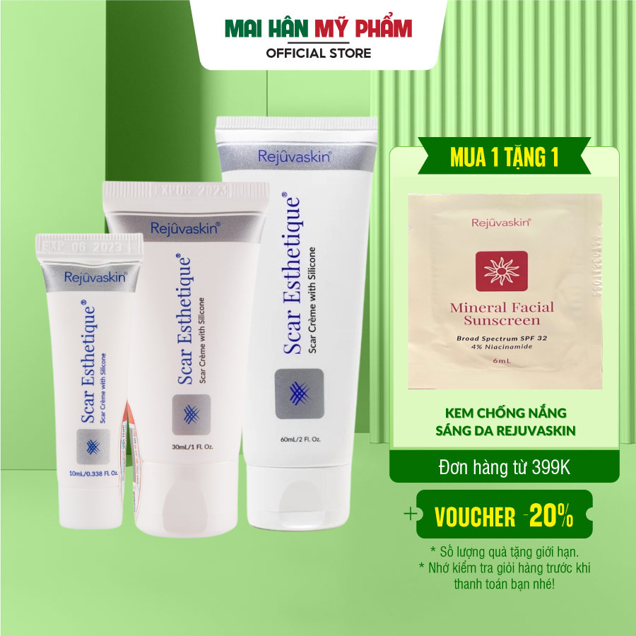 Kem xóa mờ sẹo thâm rỗ lõm Rejuvaskin Scar Esthetique ngừa thâm 10 / 30 / 60 ml