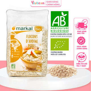 Yến mạch cán mỏng hữu cơ YEUBEVN/Markal 500g Pháp ăn kiêng ăn dặm cho bé an toàn giàu chất dinh dưỡng