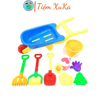 Bộ đồ chơi xúc cát bãi biển_ xe rùa chở đồ xúc cát size đại dành cho các bé bằng nhựa cao cấp