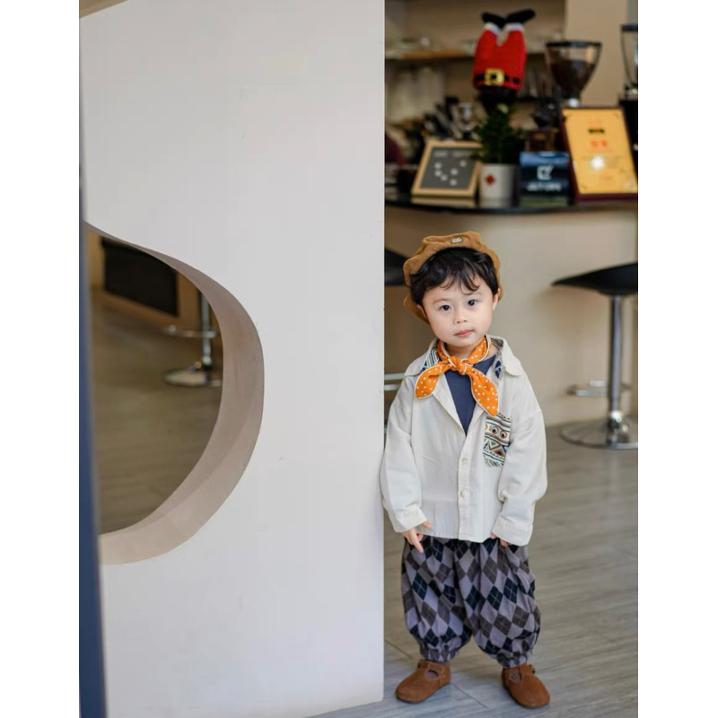 Áo sơ mi nhung tăm thổ cẩm Hàn Quốc dành cho bé trai bé gái size 80-130