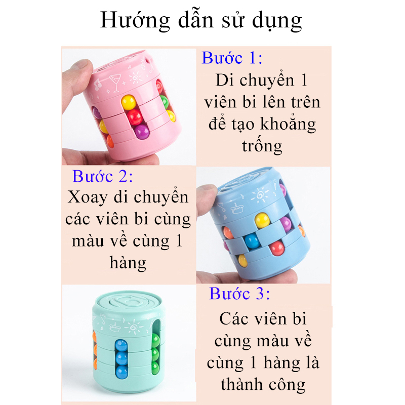 Đồ chơi xếp hình khối Rubik KAVY dạng lon coca xoay 360 độ nhiều hạt đậu đa sắc màu