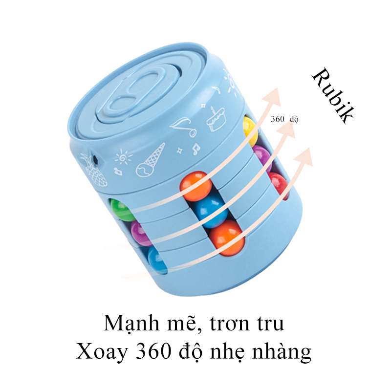 Đồ chơi xếp hình khối Rubik KAVY dạng lon coca xoay 360 độ nhiều hạt đậu đa sắc màu