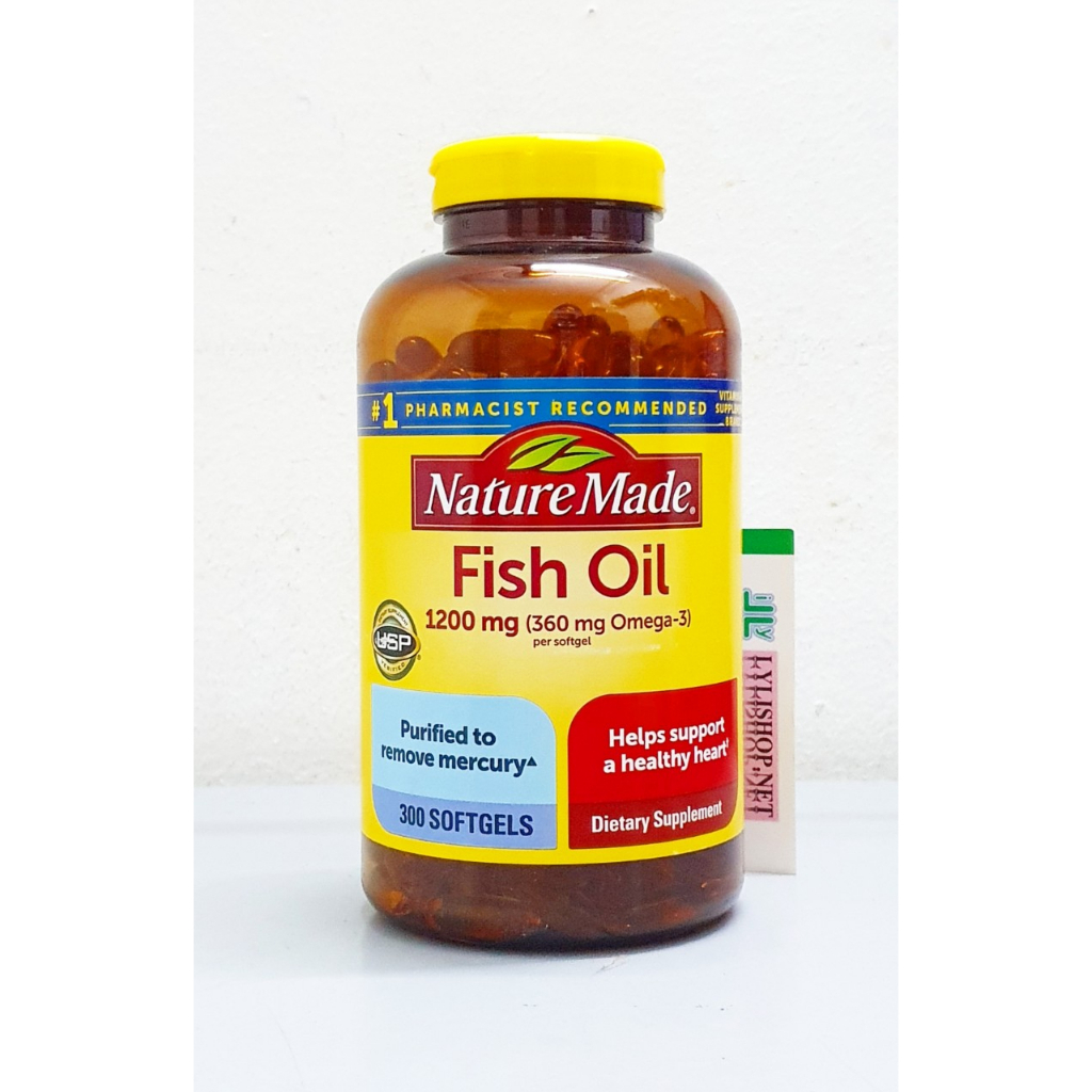 [Mẫu mới] Viên uống Dầu cá Nature Made Fish Oil 1200 mg 360 mg OMEGA 3 chai 300 viên từ Mỹ