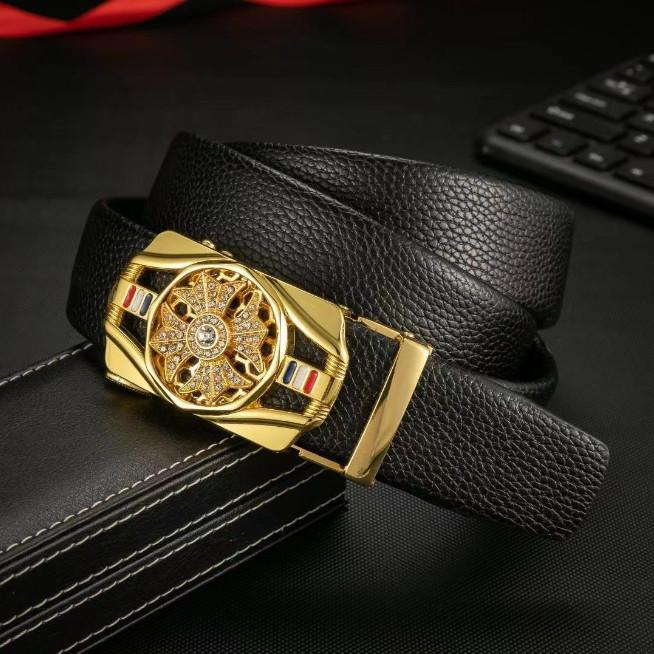 ( TẶNG VÍ CHO ANH EM ) Thắt lưng nam da cao cấp - Thiết kế đính đá mặt xoay 360, khóa tự động mạ kim sang trọng TL23