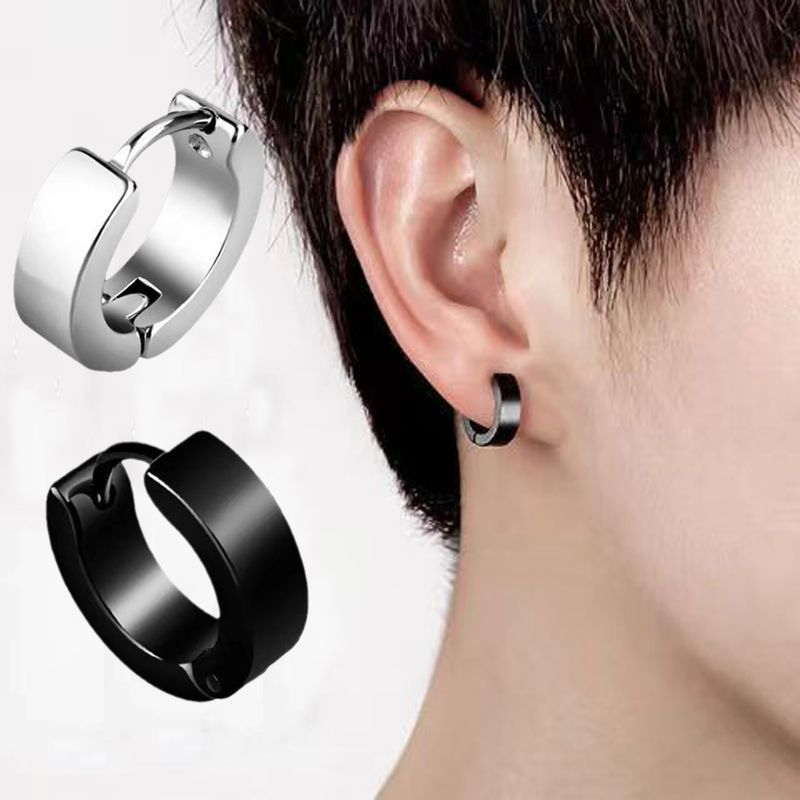 Khuyên tròn titan phong cách, bông tai nam nhiều màu lựa chọn (1 chiếc)