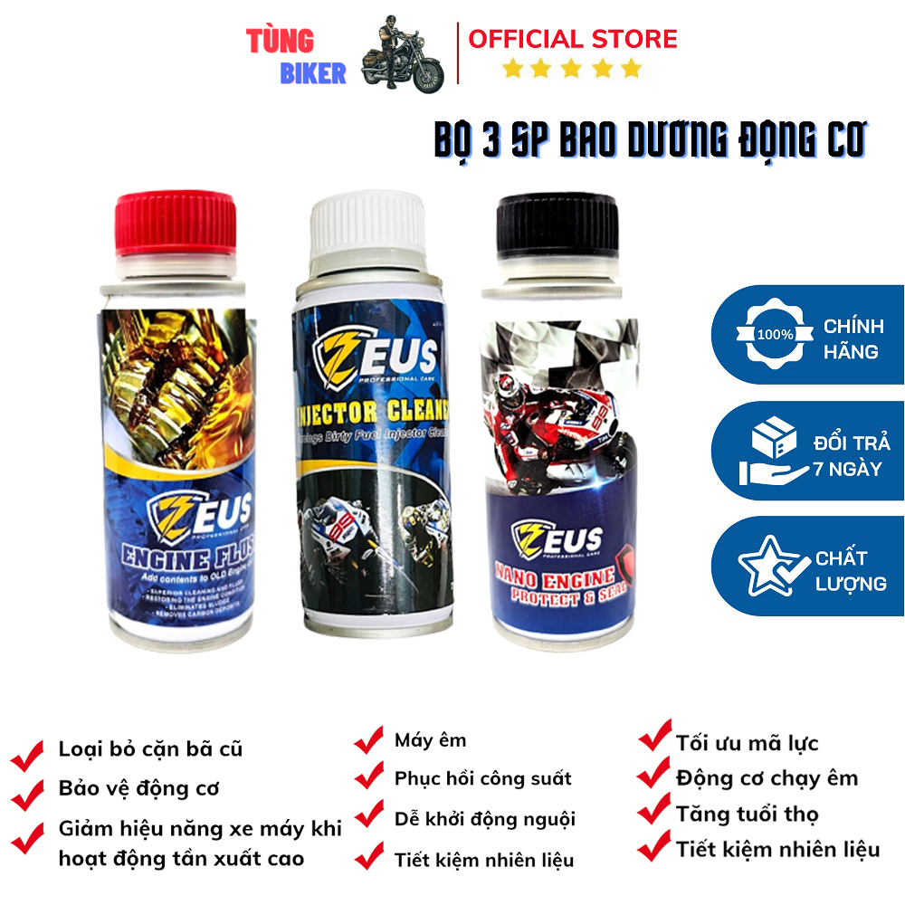 Bộ Sản Phẩm Súc Động Cơ Làm Sạch Máy, Vệ Sinh Buồng Đốt, Kim Phun, Phụ Gia Nhớt Nano Protect Zeus
