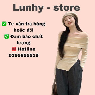 Áo kiểu trễ vai tay bồng tay dài crop top phối bèo xinh đẹp