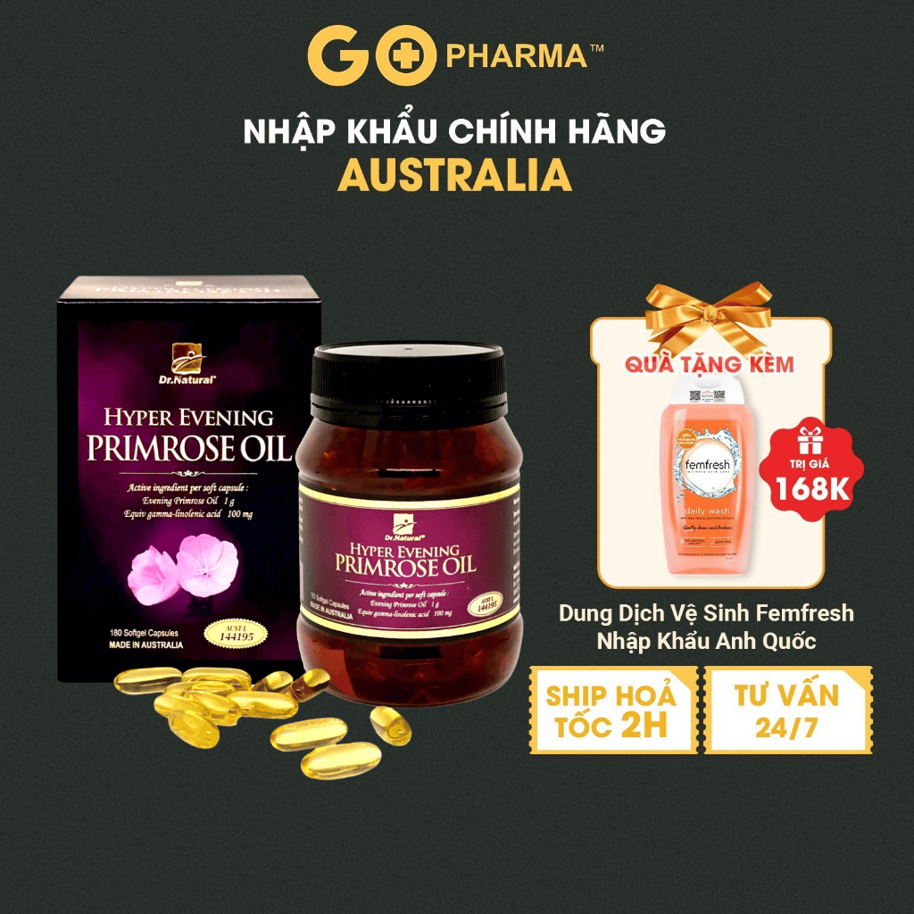 Viên Tinh Dầu Hoa Anh Thảo Dr Natural Hyper Evening Primrose Oil - Hộp 90 viên và 180 viên