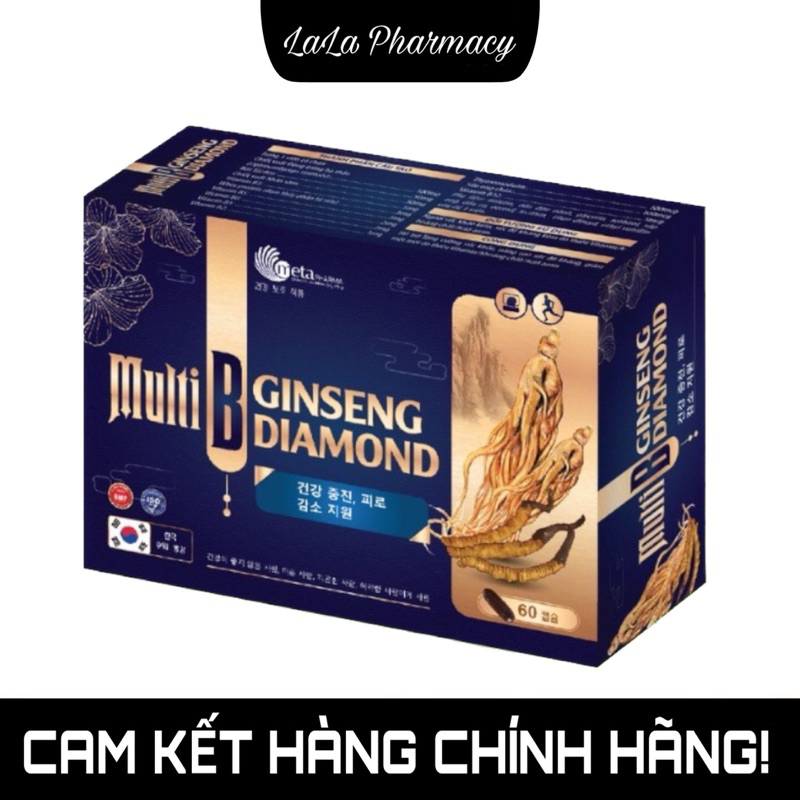 Viên uống nhân sâm, đông trùng hạ thảo nguyên liệu nhập khẩu Hàn Quốc MULTI B GINSENG DIAMOND Hộp 60 viên