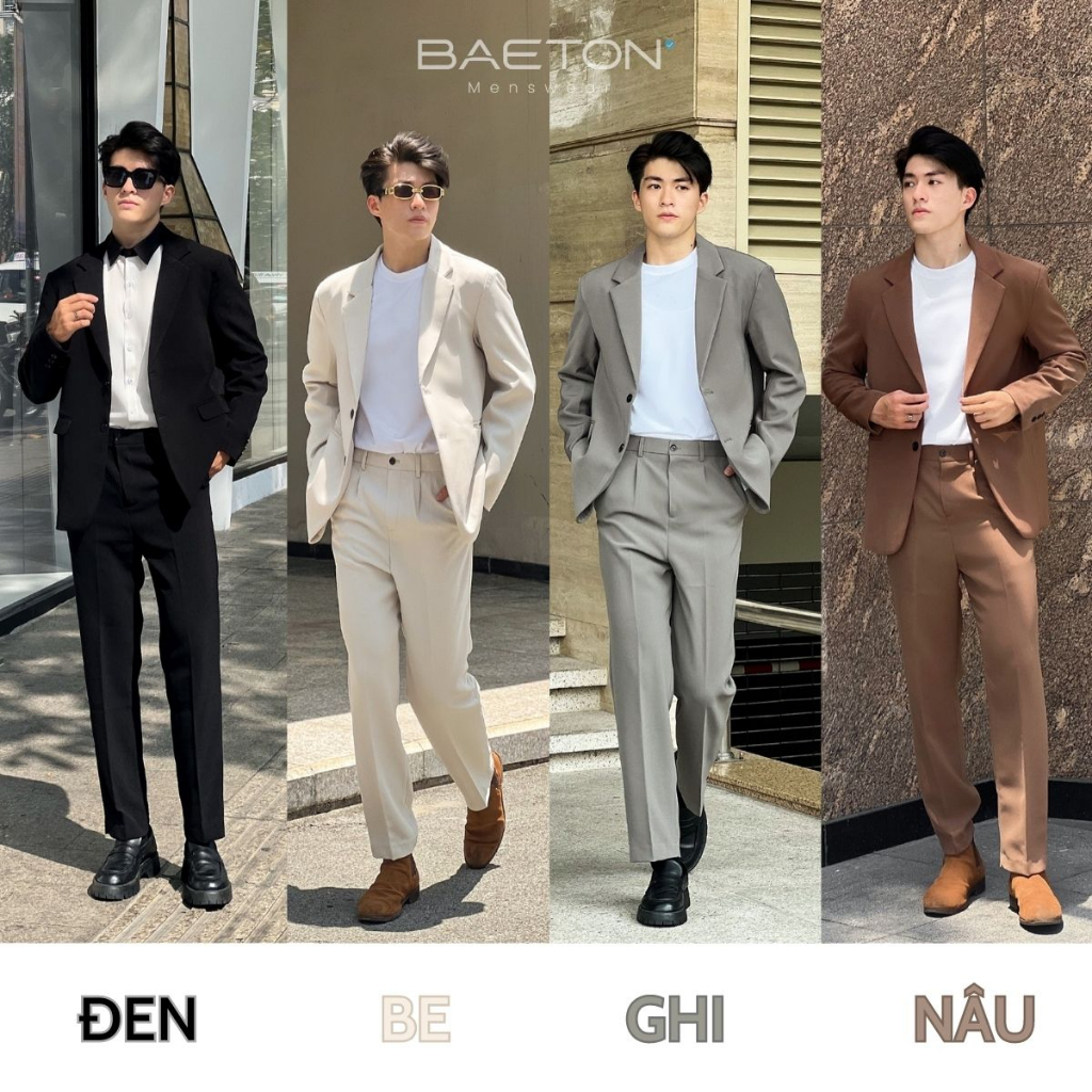 Áo khoác blazer nam form rộng có đệm vai, áo khoác nam phong cách Hàn Quốc thương hiệu BAETON - B01 | BigBuy360 - bigbuy360.vn