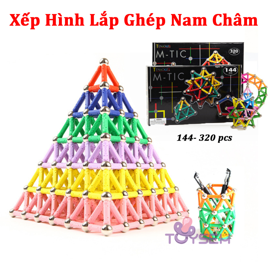 Đồ chơi xếp hình lắp ghép nam châm từ 144 đến 320 chi tiết dành cho bé từ 5 tuổi - Quà tặng sinh nhật cho bé