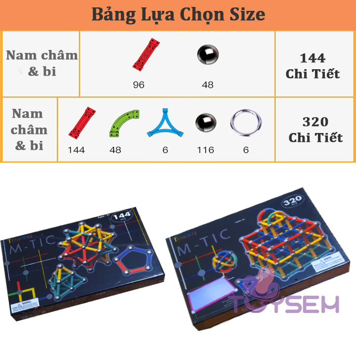 Đồ chơi xếp hình lắp ghép nam châm từ 144 đến 320 chi tiết dành cho bé từ 5 tuổi - Quà tặng sinh nhật cho bé