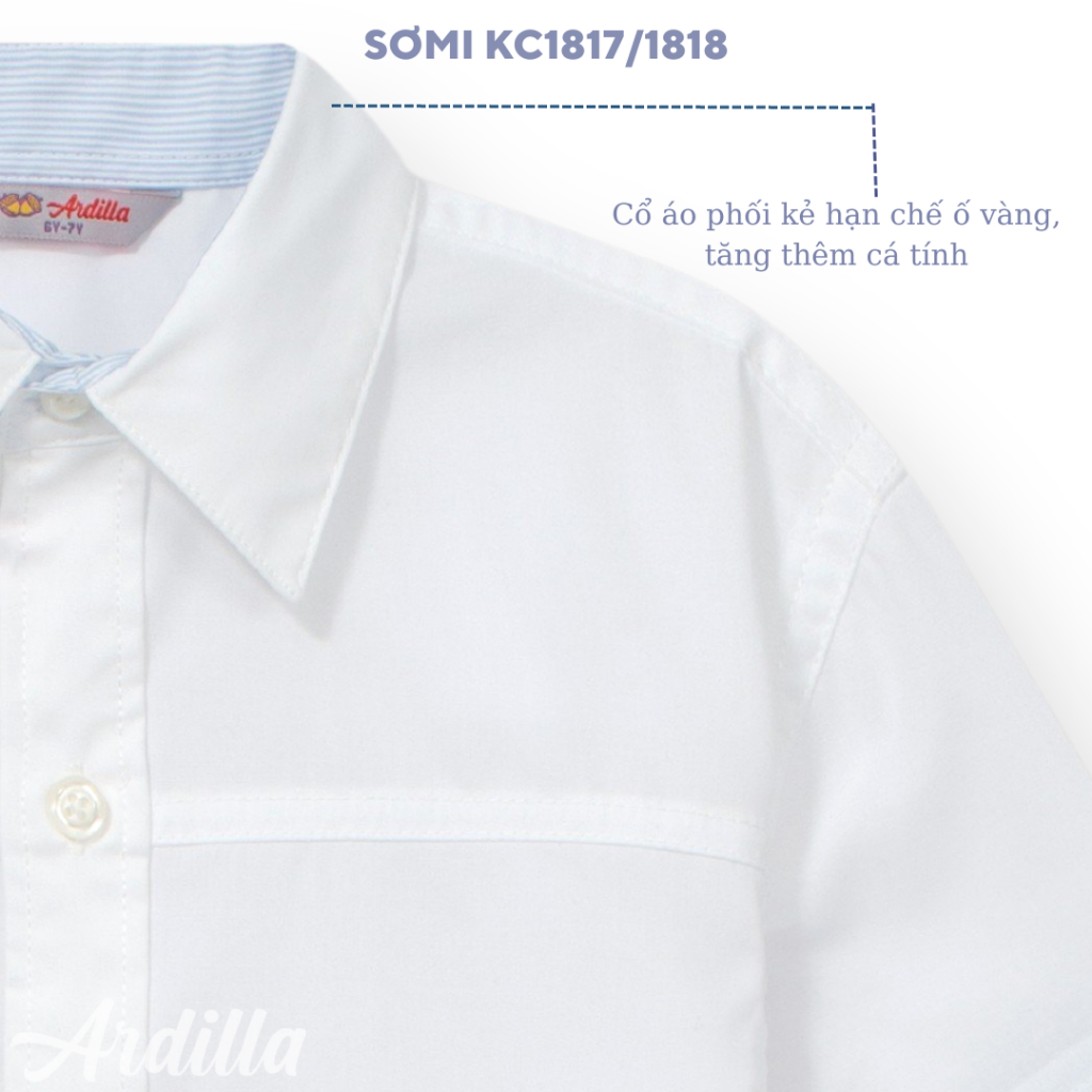 Áo Sơ Mi Trắng Thời Trang Cho Bé Trai ARDILLA Kiếu Dáng Hàn Quốc Chất Liệu Thoáng Mát Size Đại  20kg đến 65kg1817/1818