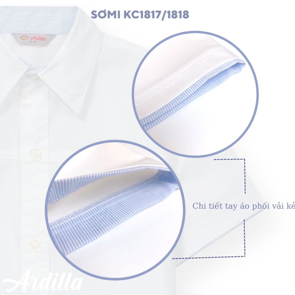 Áo Sơ Mi Trắng Thời Trang Cho Bé Trai ARDILLA Kiếu Dáng Hàn Quốc Chất Liệu Thoáng Mát Size Đại  20kg đến 65kg1817/1818
