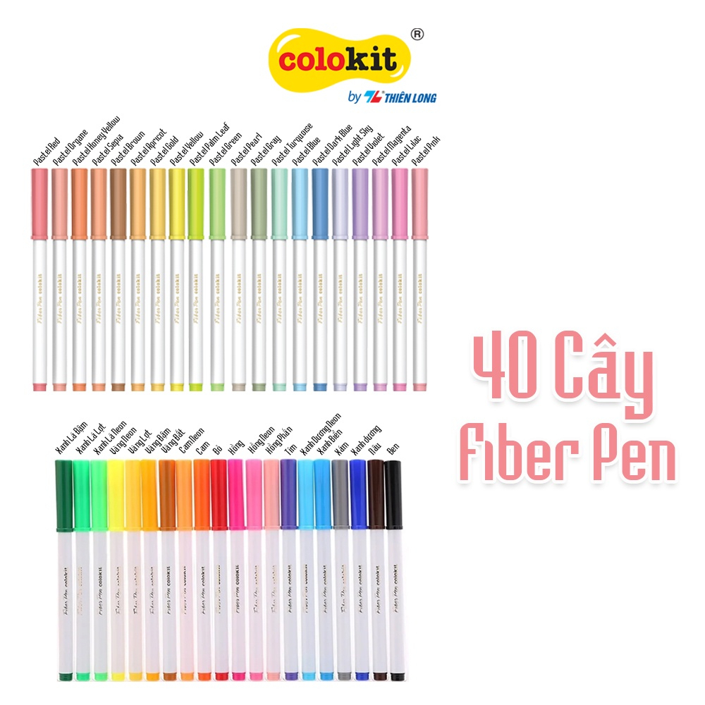 Combo 52/64 cây chuyên dụng từ cơ bản đến nâng cao Fiber Pen và art marker thiên long, màu dễ thương