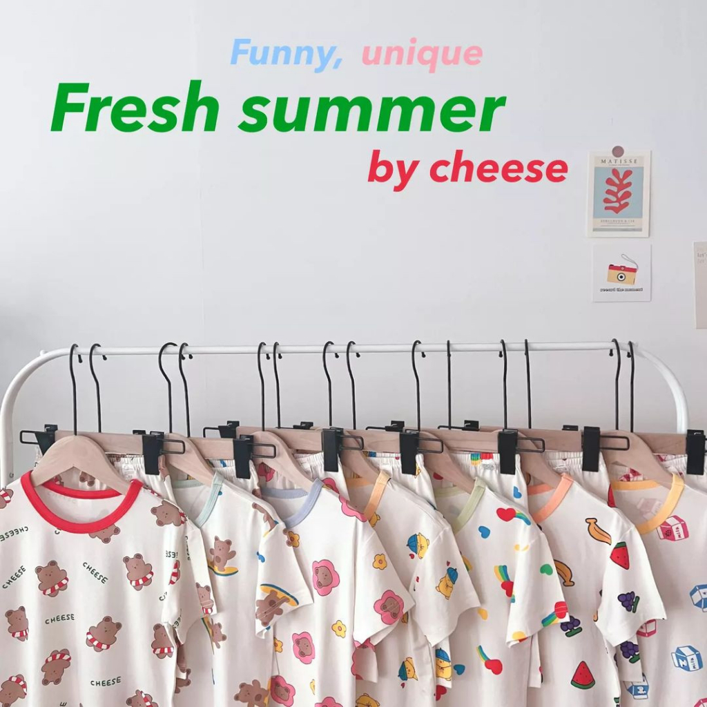 Bộ cộc hè nội địa Hàn Quốc Cheese cho bé trai và bé gái