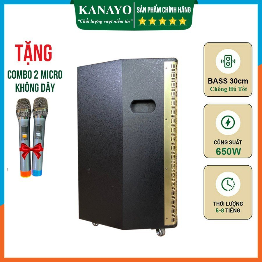 Loa Kéo Karaoke 3 Tấc | Bass 30 Công Suất 650 | KANAYO OFFICIAL STORE | Tặng Kèm 1 Mic Hát Karaoke Chống Hú Cao Cấp