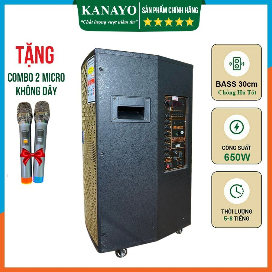 Loa Kéo Karaoke 3 Tấc | Bass 30 Công Suất 650 | KANAYO OFFICIAL STORE | Tặng Kèm 1 Mic Hát Karaoke Chống Hú Cao Cấp