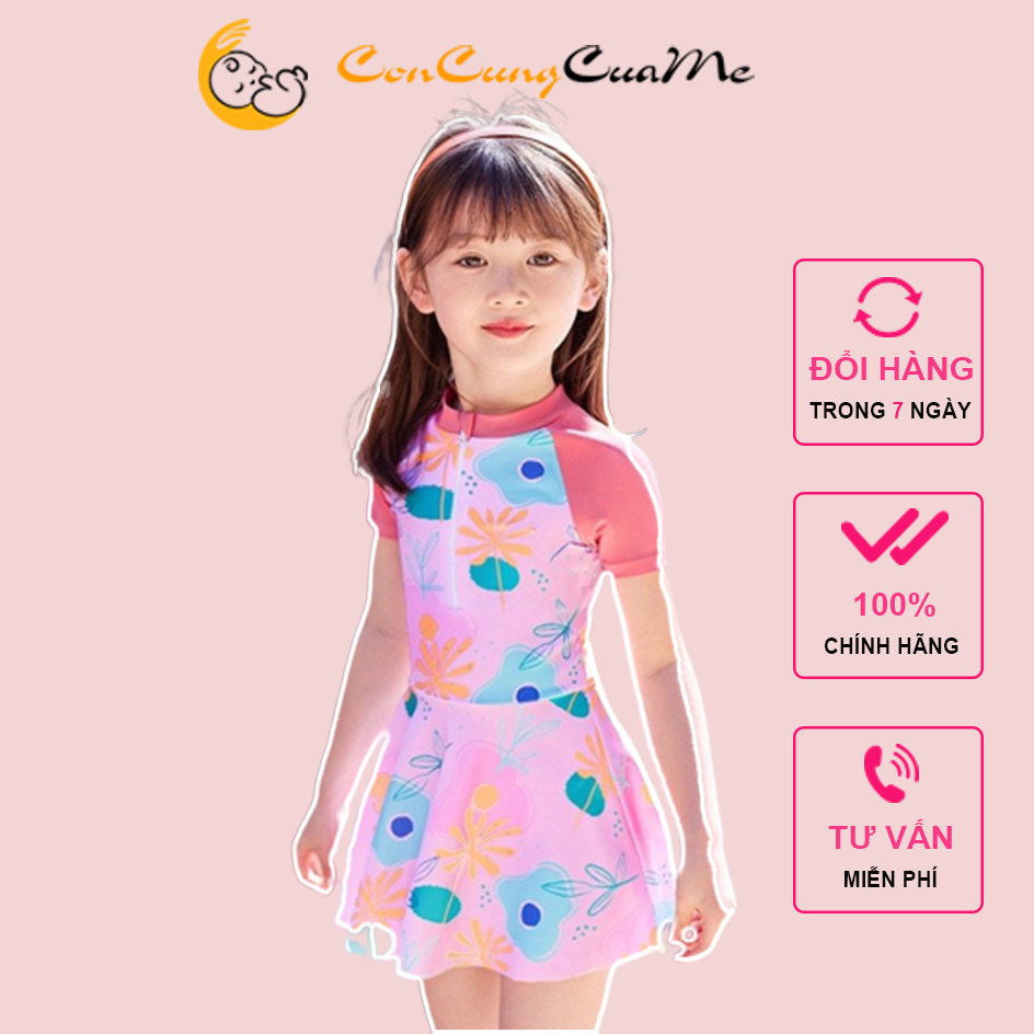Áo tắm bé gái Kèm Mũ (cao cấp) size đại Bộ đồ bơi trẻ em đi biển váy bơi 1 2 3 4 5 6 7 8 9 10 11 12 13 tuổi
