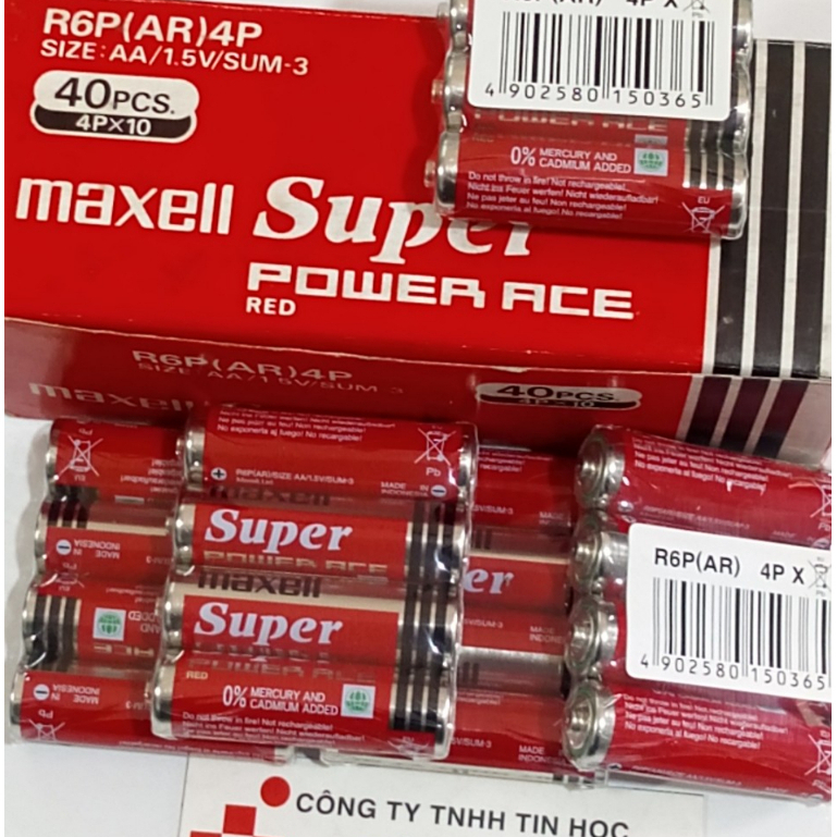 Pin AA Maxell AA - 1.5V ((2A) AA / 1.5V - R6P(AR) / SUM-3) - Chính hãng: 20 Cặp (40 Viên)