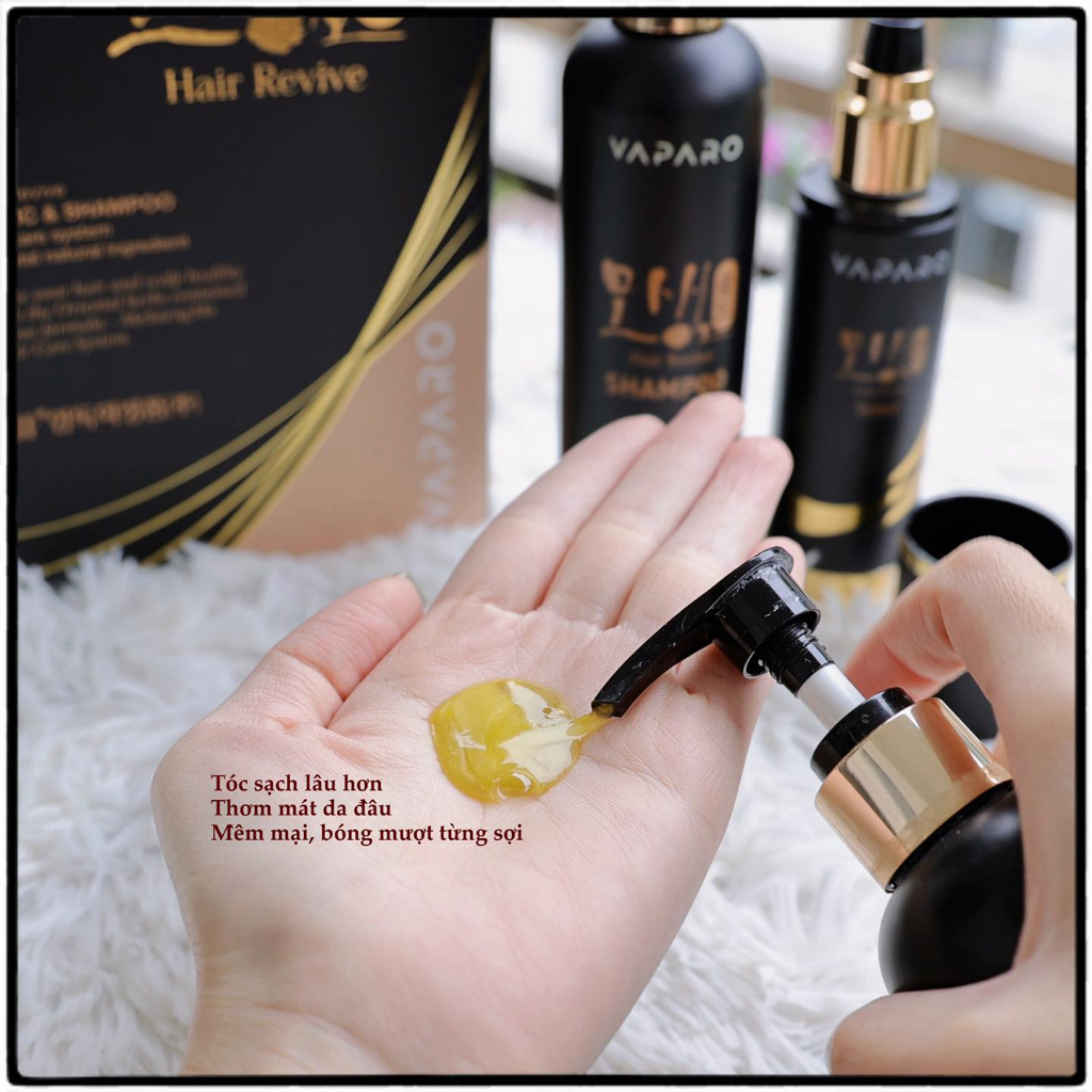 COMBO Gội Xịt dưỡng - Ngăn ngừa rụng tóc, dành cho da đầu yếu Vaparo Hair Revive