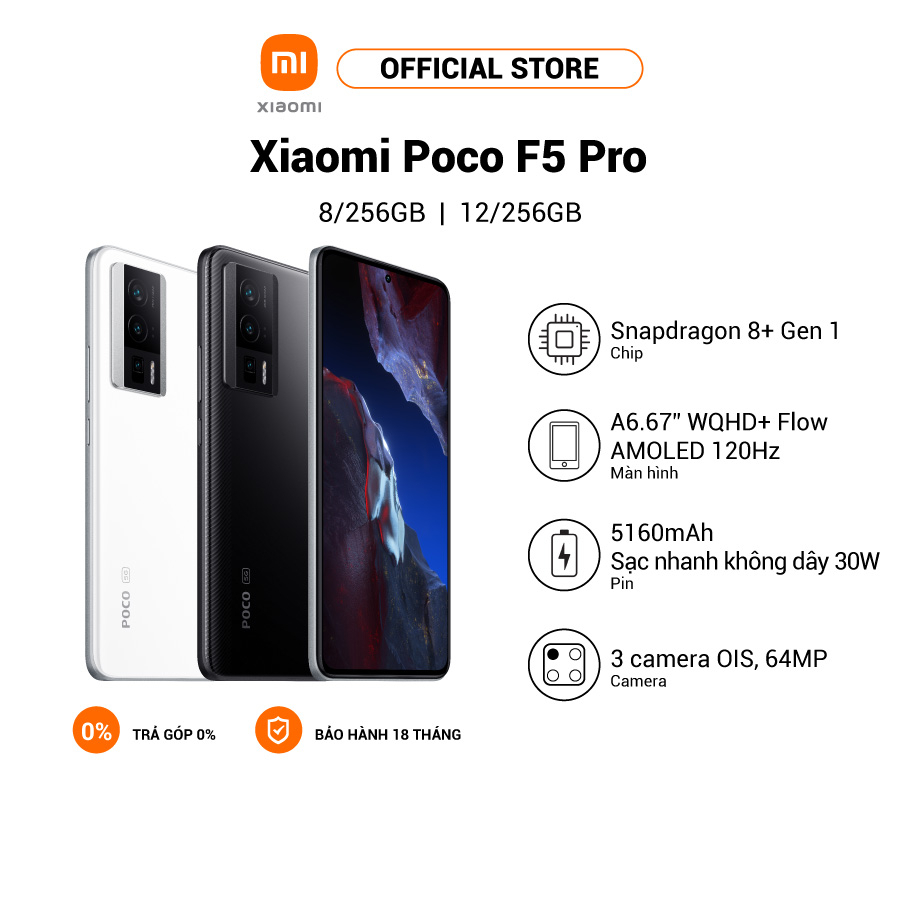 Điện thoại Xiaomi Poco F5 Pro AMOLED 6.67" | Snapdragon 8+ Gen 1 | 5160mAh