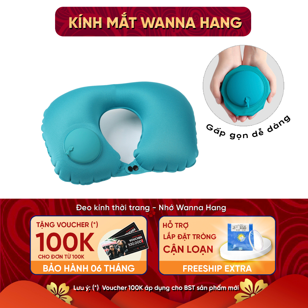 Gối chữ U du lịch tự bơm hơi WANNA HANG gối kê cổ văn phòng nhỏ gọn tiện dụng GOI-01