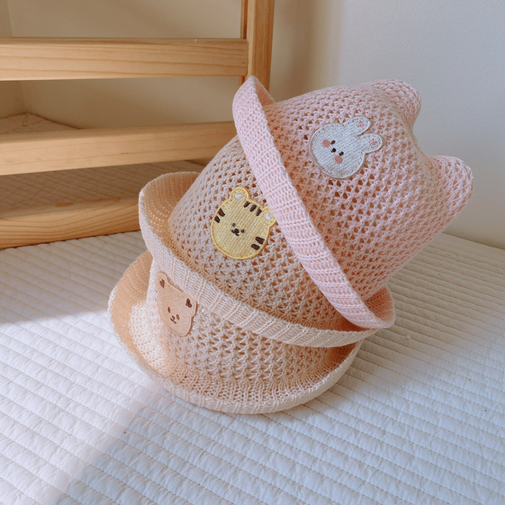 MŨ TAI GẤU SIÊU THOÁNG THÊU HÌNH DỄ THƯƠNG - SỢI OGANIC SIÊU MÁT- MANG ĐI DU LỊCH NUOICONKIEUHAN