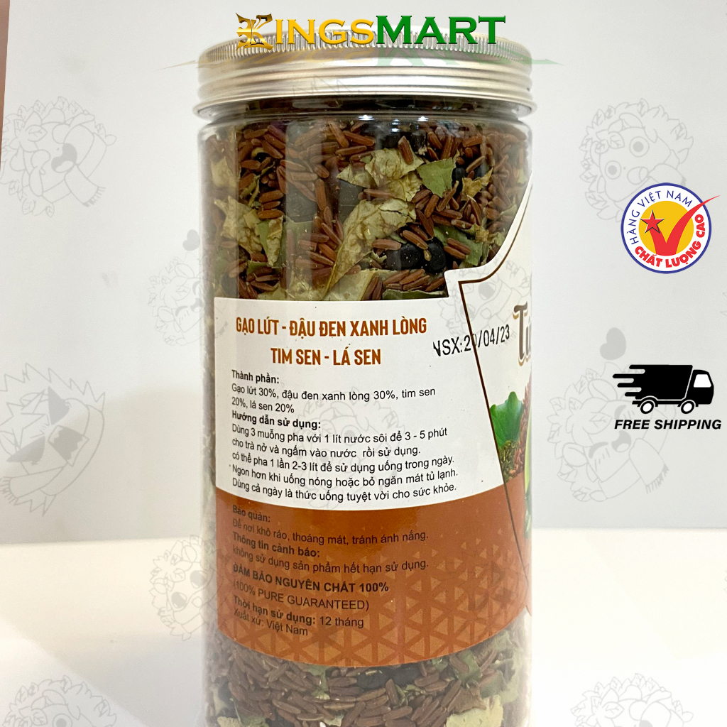 Trà Tứ Tuyệt Thanh Lọc Cơ Thể Hũ 500gr SEN BA TRE Từ Gạo Lứt, Đậu Đen Xanh Lòng, Lá Và Tim Sen