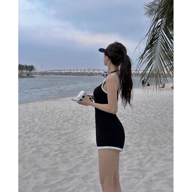 A25-Jumpsuit ba lỗ phối viền cổ vuông thun tăm Sammivnxk☘️bodysuit ba lỗ viền dáng short thun tăm☘️freeship