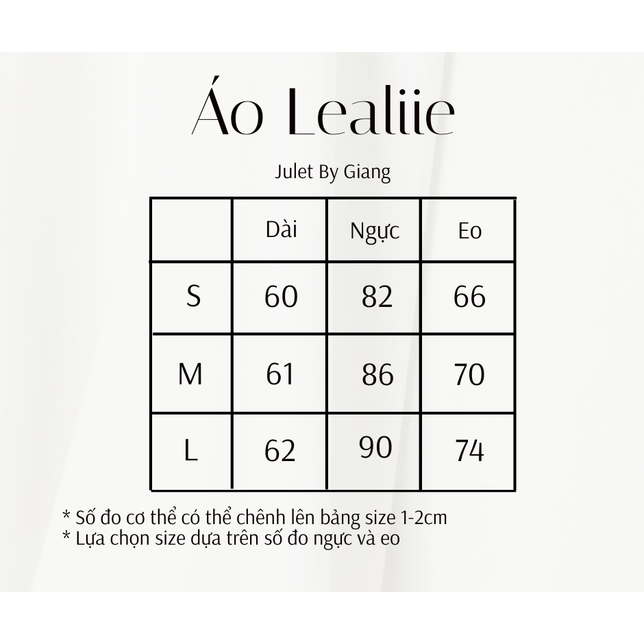 Áo Lealiie tiểu thư TÁCH LẺ SET- SIZE S/M/L- HÀNG CHÍNH HÃNG- JuletbyGiang