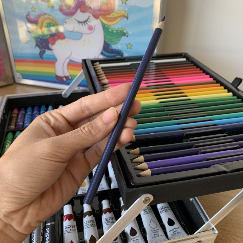 Bộ bút màu đa năng 145 chi tiết làm quà tặng sinh nhật cho bé, hộp màu vẽ đa năng