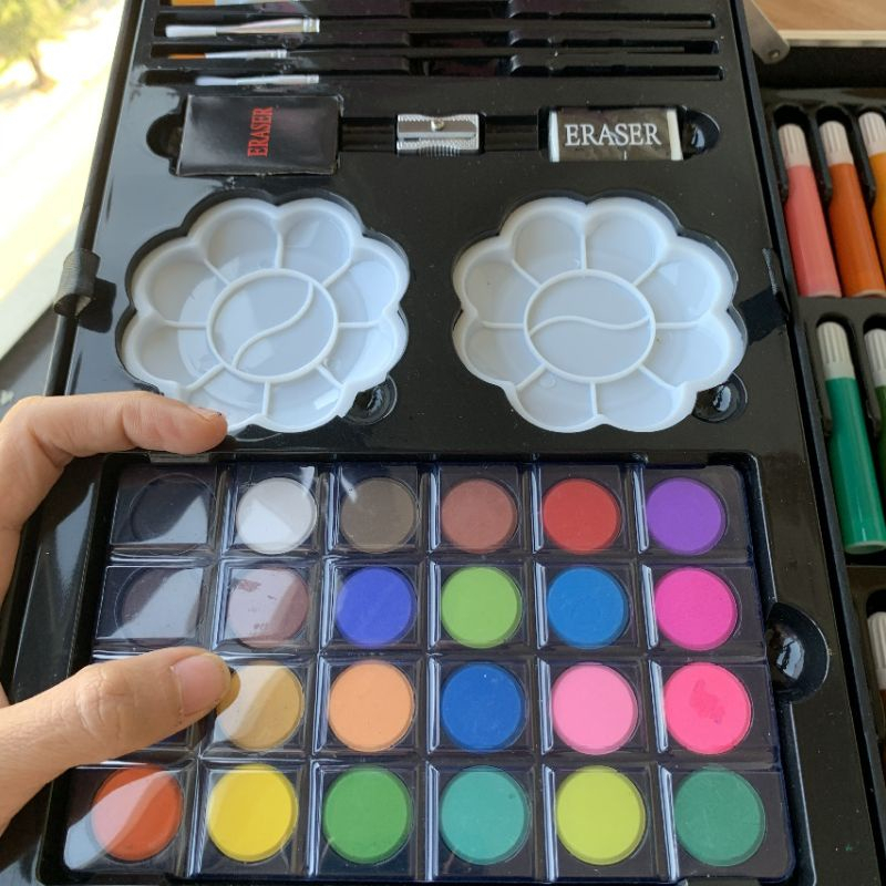 Bộ bút màu đa năng 145 chi tiết làm quà tặng sinh nhật cho bé, hộp màu vẽ đa năng