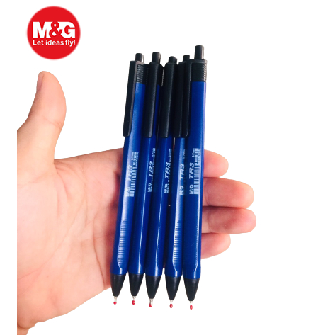 Hộp 40 cây bút bi mực đậm thân tam giác TR3 chính hãng M&G nét viết 0.7 có 3 màu xanh, đen, đỏ