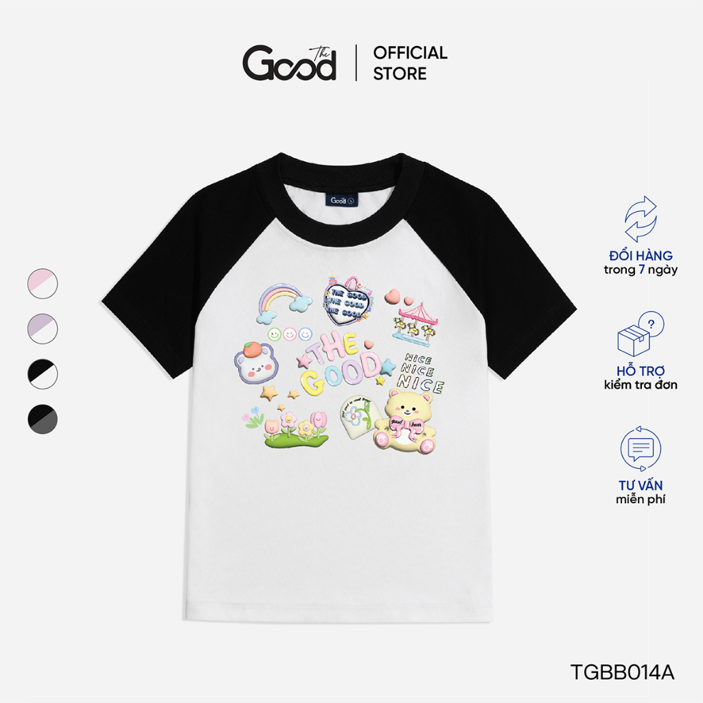 Áo Phông Nữ THE GOOD "Teddy Park", Áo Baby Tee In Hình Họa Tiết Gấu Cute Tay Lỡ Form Fit Chất Cotton Dày Dặn