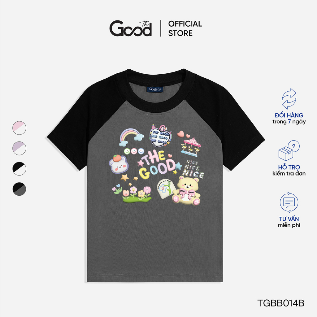 Áo Phông Nữ THE GOOD "Teddy Park", Áo Baby Tee In Hình Họa Tiết Gấu Cute Tay Lỡ Form Fit Chất Cotton Dày Dặn