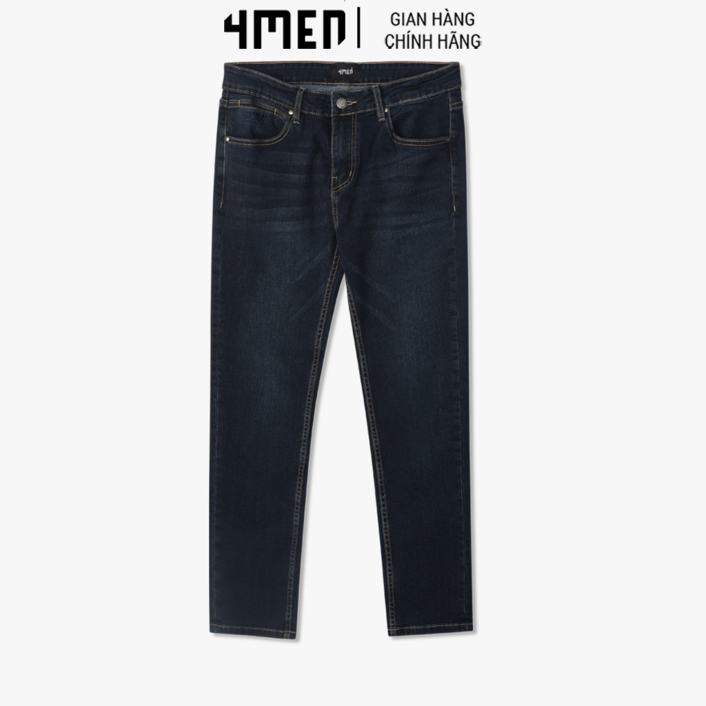 Quần Jeans Nam Wash Wave Form Slimfit 4MEN QJ085 ôm vừa vặn, tôn dáng, khóa kéo kèm nút, eo bản thấp, vải mềm co giãn