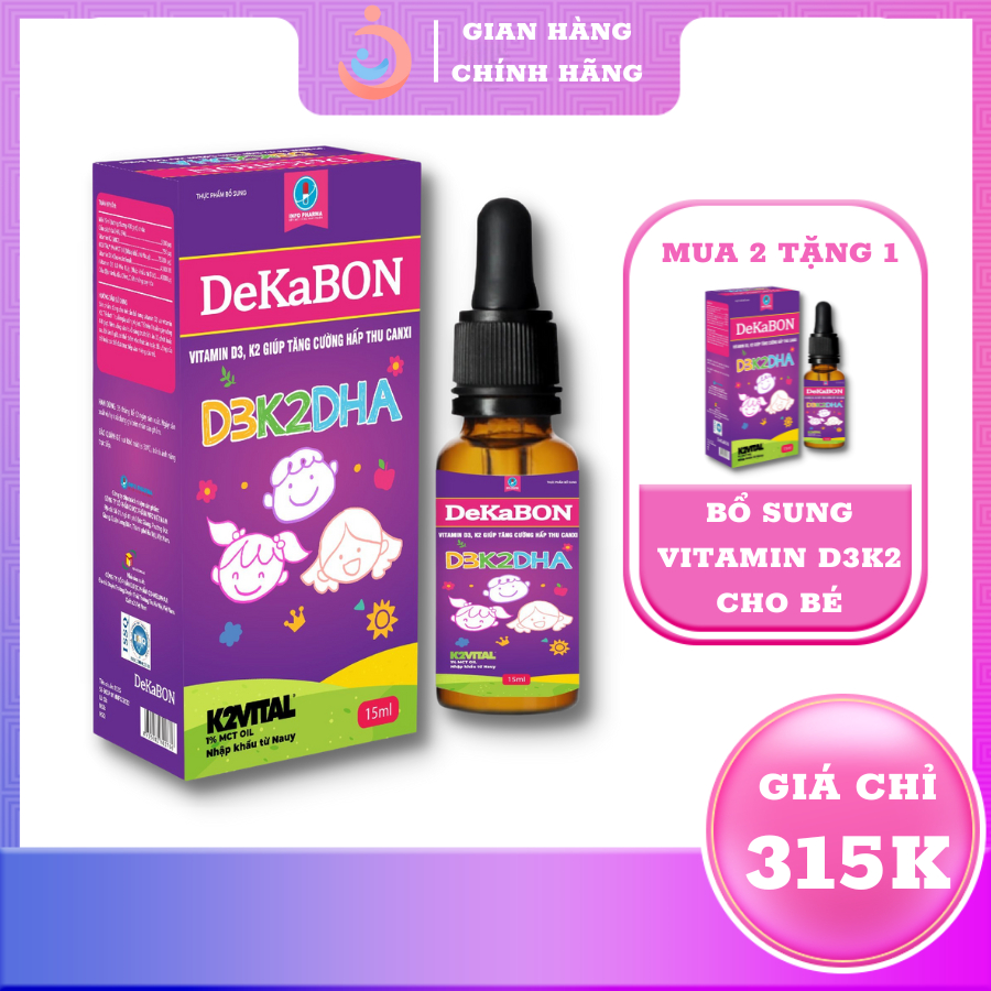 Vitamin d3k2 Dekabon 15ml giúp bé ăn khỏe cao lớn, vitamin d3 cho bé hấp thu canxi tăng cường đề kháng